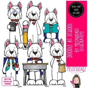 Doodle clip art, School, reading Mini