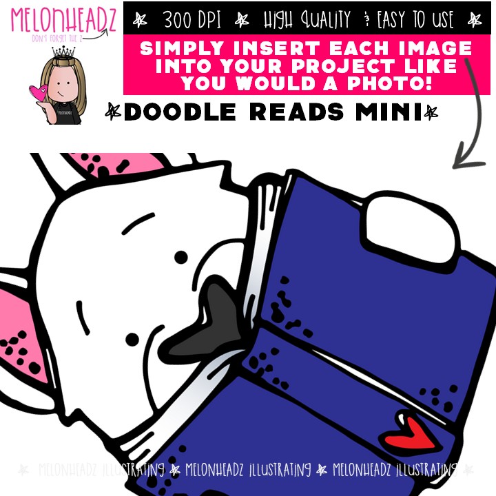 Doodle Reads clip art, dog Mini - Image 3