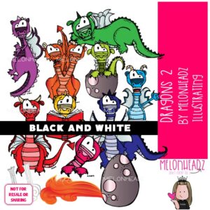 Dragons 2 clip art, leviathan, fantasy BLACK AND WHITE