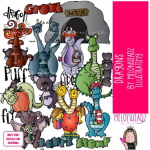 Dragons clip art, cave, leviathan COLORED Version