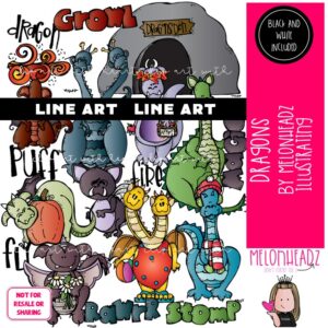 Dragons clip art, cave, leviathan LINE ART and BLACK AND WHITE