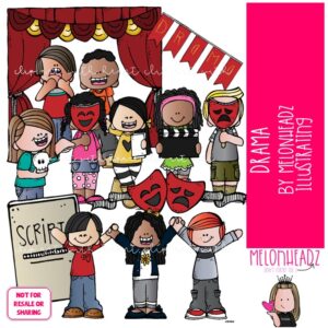 Drama clip art, script, acting COLORED Version