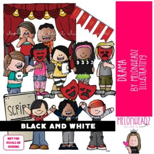 Drama clip art, script, acting BLACK AND WHITE