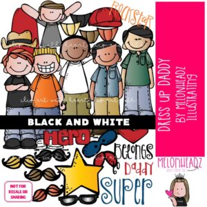 Dress up Daddy clip art Build A Dad clip art BLACK AND WHITE