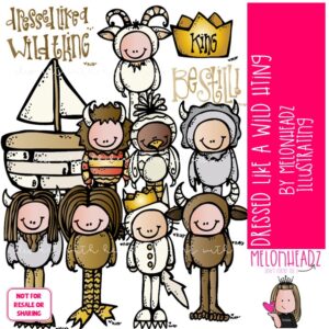 Dressed like a Wild Thing clip art, literature, book companion COLORED Version