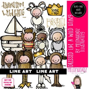 Dressed like a Wild Thing clip art, literature, book companion LINE ART and BLACK AND WHITE