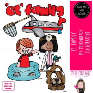 ET Family clip art, word family Mini