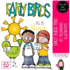 Early Birds clip art, Early arrival clip art, School clip art Mini