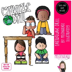 Earthquake Drill clip art, School Safety clip art, Natural Disaster clip art Mini