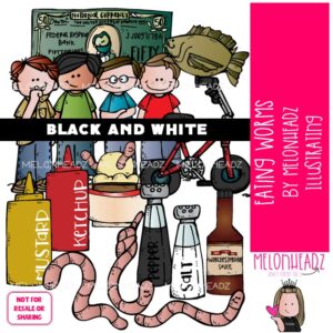 Eating Worms clip art, literature, book companion BLACK AND WHITE