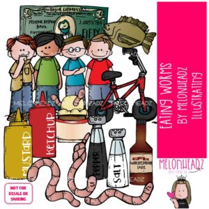 Eating Worms clip art, literature, book companion COLORED Version