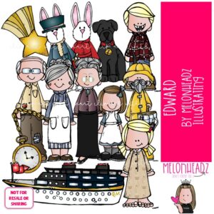 Edward clip art, rabbit, literature, book companion COLORED Version