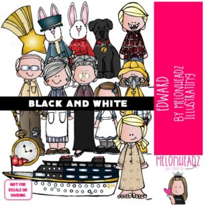 Edward clip art, rabbit, literature, book companion BLACK AND WHITE