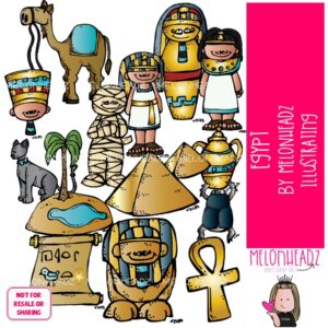 Egypt clip art, Pharoah, pyramid COLORED Version