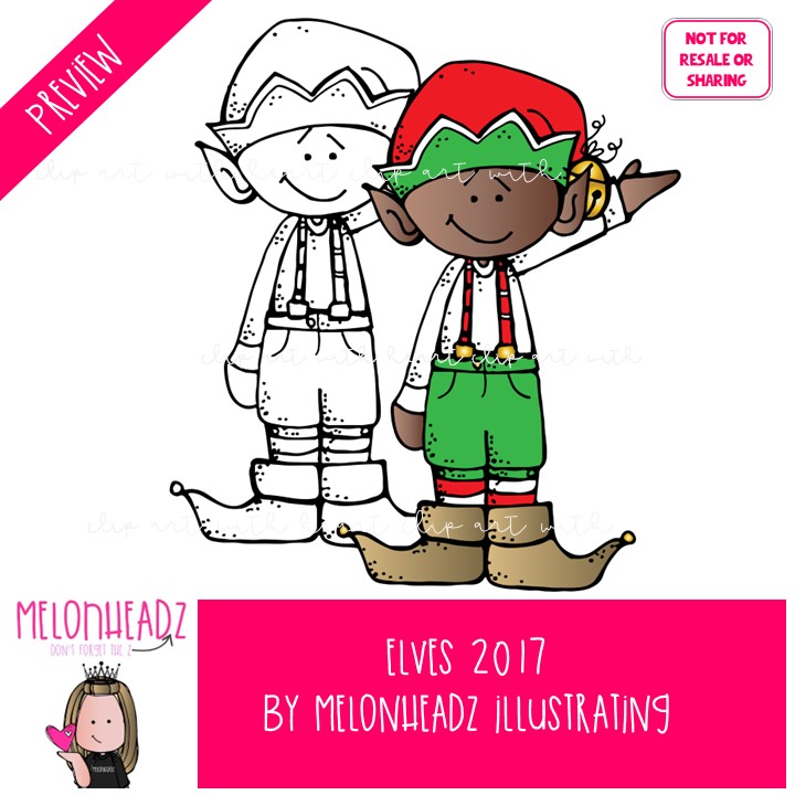 Elves clip art 2017, Christmas clip art COMBO PACK - Image 2