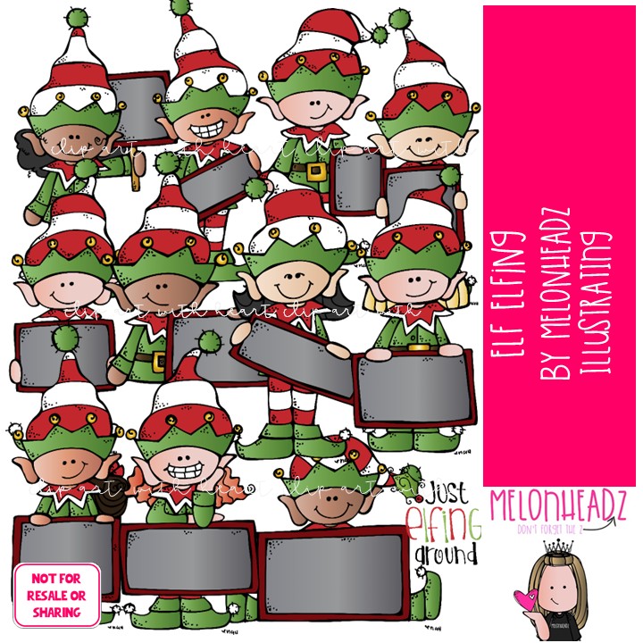 Elf Elfing clip art, Christmas clip art COLORED Version