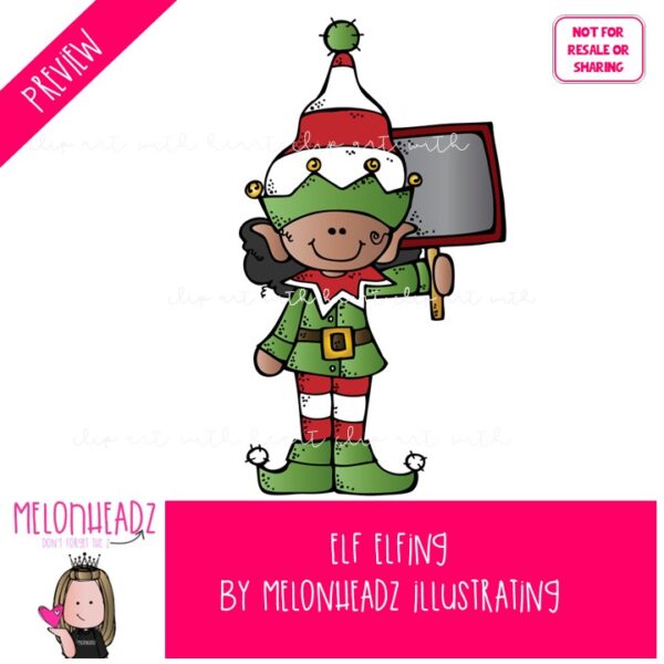 Elf Elfing clip art, Christmas clip art COLORED Version - Melonheadz