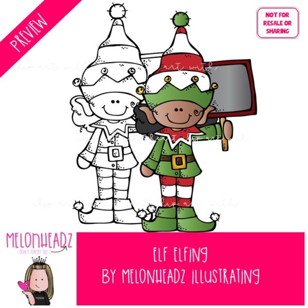Elf Elfing clip art, Christmas clip art COMBO PACK - Melonheadz