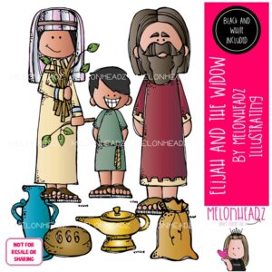 Elijah and the Widow clip art, Bible Mini