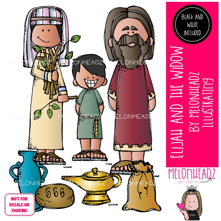 Elijah and the Widow clip art, Bible Mini