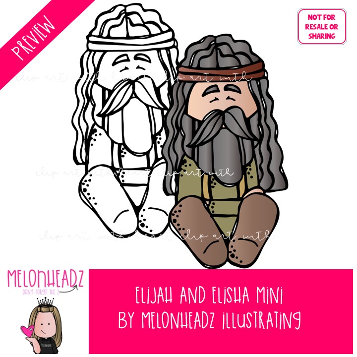 Elijah and Elisha clip art, Bible Mini - Image 2