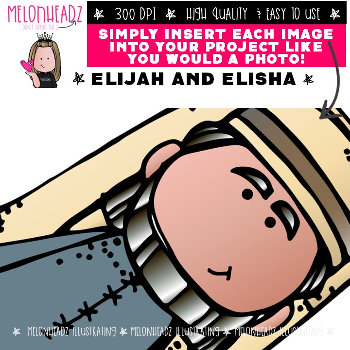 Elijah and Elisha clip art, Bible Mini - Image 3