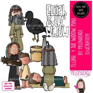 Elijah and the Widow clip art, Bible Mini