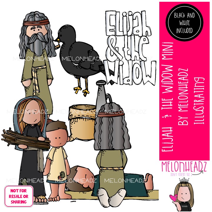 Elijah and the Widow clip art, Bible Mini