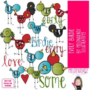 Every Birdie clip art, bird, fowl COLORED Version