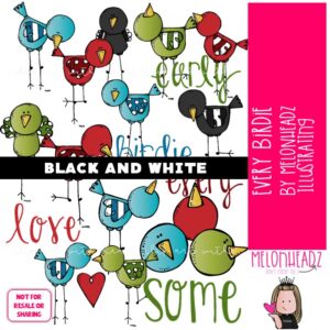 Every Birdie clip art, birdie, fowl BLACK AND WHITE