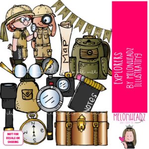 Explorers clip art, Safari, Adventurer COLORED Version