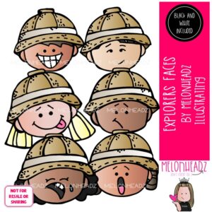 Explorers clip art, Faces, Safari Mini