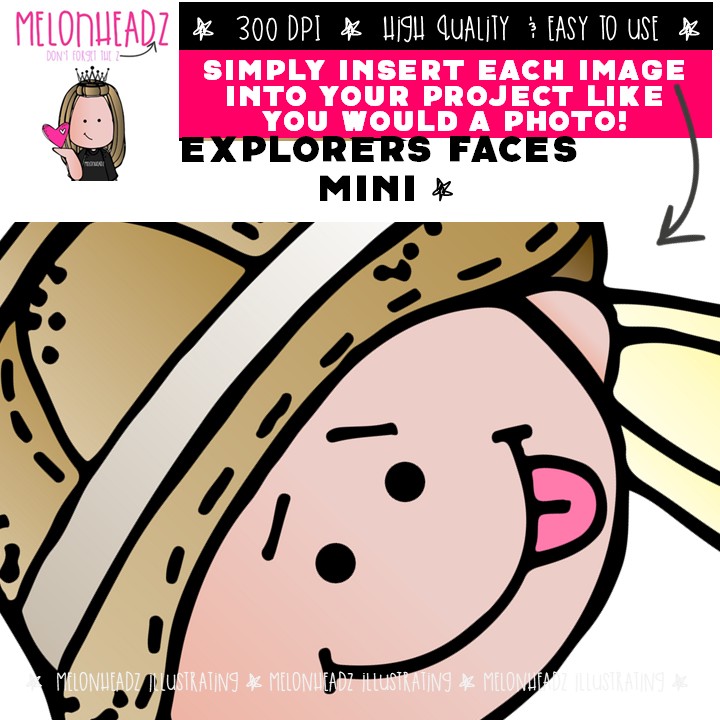 Explorers clip art, Faces, Safari Mini - Image 3