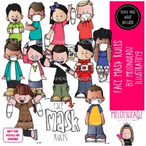 Face Mask Rules clip art, social distance, virus protection COMBO PACK