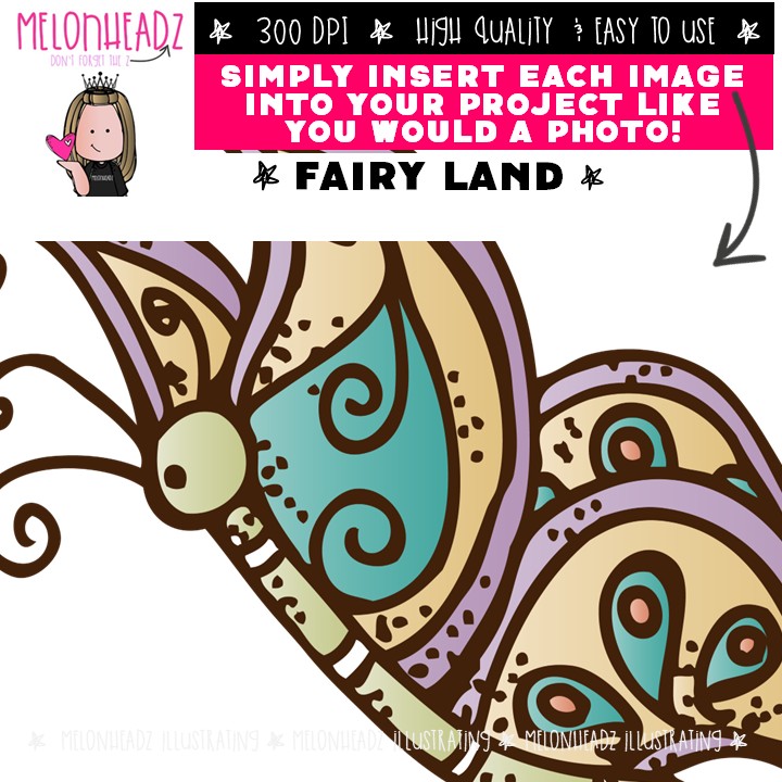 Fairy Land clip art, pixie COLORED Version - Image 3