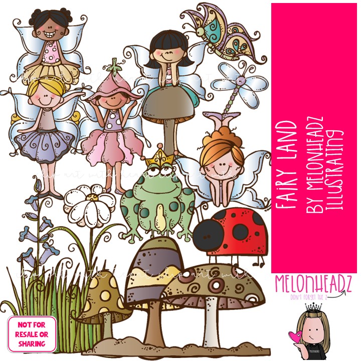 Fairy Land clip art, pixie COLORED Version