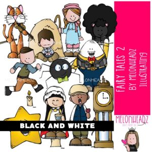 Fairy Tale clip art Set 2, Nursery Rhyme clip art, Literature clip art BLACK AND WHITE