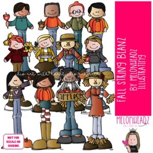 Fall clip art, String Beanz, scarecrow COLORED Version