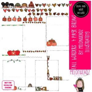 Fall Borders and Page Breaks, pumpkins, apples COMBO PACK