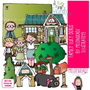 Family clip art, Lucy Doris, Melonheadz Characters COLORED Version