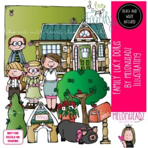 Family clip art, Lucy Doris, Melonheadz Characters COMBO PACK