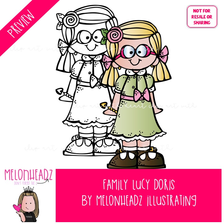 Family clip art, Lucy Doris, Melonheadz Characters COMBO PACK - Image 2