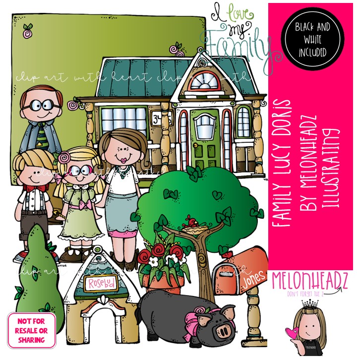 Family clip art, Lucy Doris, Melonheadz Characters COMBO PACK