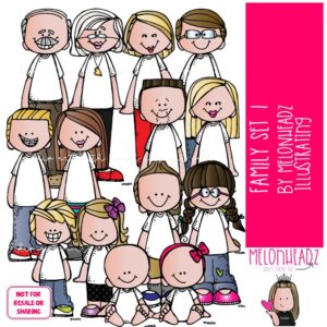 Family 1 clip art, parents, grandparents COLORED Version