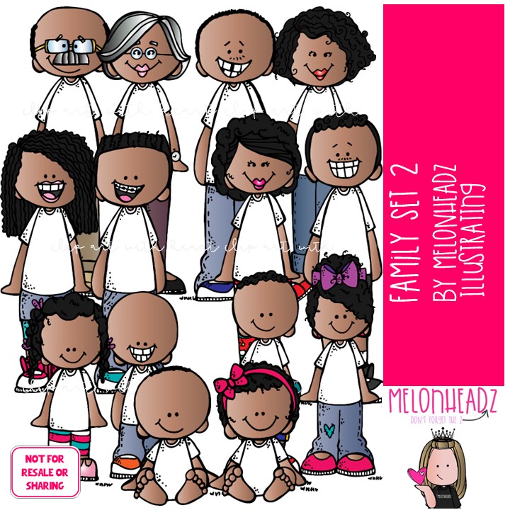 Family 2 clip art, parents, grandparents COLORED Version