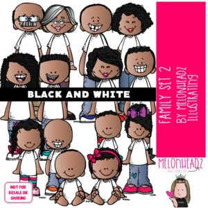 Family 2 clip art, parents, grandparents BLACK AND WHITE