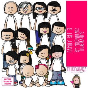 Family 3 clip art, parents, grandparents COLORED Version