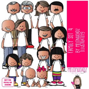Family 4 clip art, parents, grandparents COLORED Version