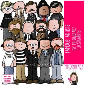 Famous Artists 1 clip art, Historical Figure, painter COLORED Version
