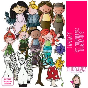 Fantasy clip art, myth, creatures COLORED Version